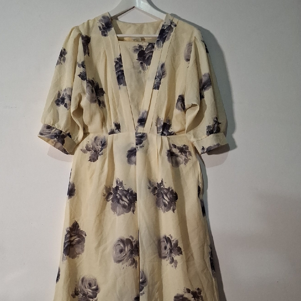 French Boutique Handmade Floral Midi Dress Size M